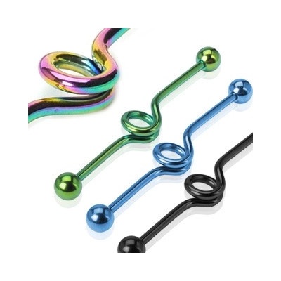 Šperky eshop piercing do ucha anodizovaná stočená činka I11.5 zelená