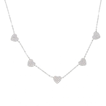 DELIS Чохер от сребро проба 925, jw640, дизайн на сърце с цирконий, с родиево покритие (jw640)