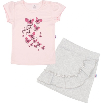 New Baby Dojčenské tričko so sukienkou Butterflies Ružová