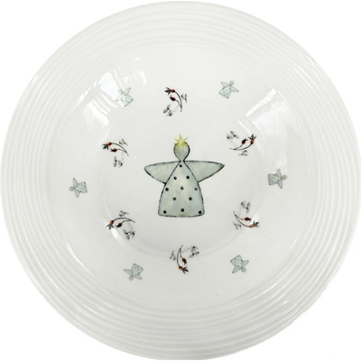 by inspire Porcelánový polévkový talíř Croft Advent Berries 23cm, zelená/červená