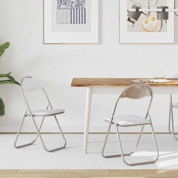 vidaXL Сгъваем стол 2 pcs Бяло и сиво 48 x 43, 5 x 81 см Изкуствена (42029044)