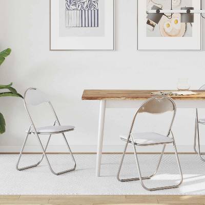 vidaXL Сгъваем стол 2 pcs Бяло и сиво 48 x 43, 5 x 81 см Изкуствена (42029044)