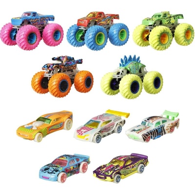 Mattel Hot Wheels Monster trucks svítící ve tmě angličák & truck HCB57