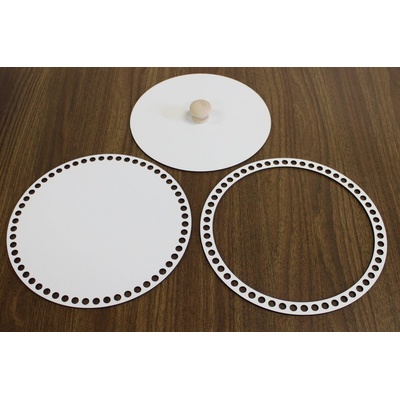 Set prstenec + dno + víko + knopka - dekor Bílá 25 cm typ 2