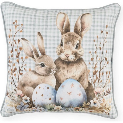 Nuvole di Stoffa Vankúš s výplňou Zajačiky s vajíčkami 40x40