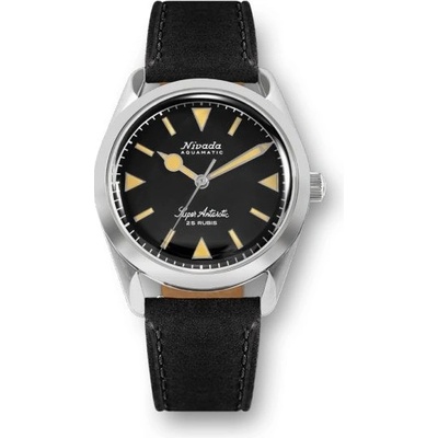 Nivada Grenchen Super Antarctic 32024A Black Leather