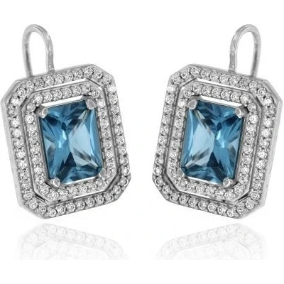 Zlatnictví U Kostela zlaté náušnice s akvamarínem a zirkony 1215B