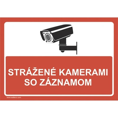 Výstražná tabuľka Strážené kamerami so záznamom 148 x 210 mm