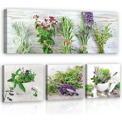 Postershop Obraz na plátně: Levandule - set 1ks 80x30 cm a 3ks 25,8x24,8 cm
