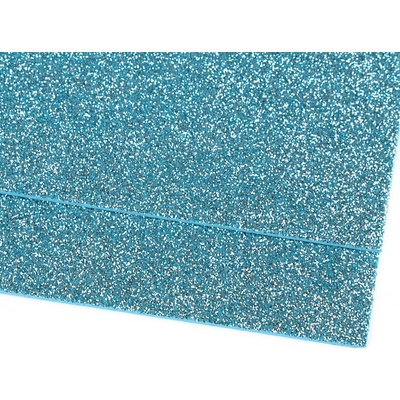 Pěnová guma Moosgummi 20x30cm, 750861 jednobarevná 9 modrá ledová, tloušťka 1,9mm, s glitry