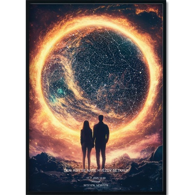 Jen tak z lásky Hvězdná mapa Vašeho životního okamžiku Rozměr plakátu: 50 × 70 cm (tištěný plakát), Barva pozadí: Galaxie, Volba rámu: Bez rámu – Zboží Dáma