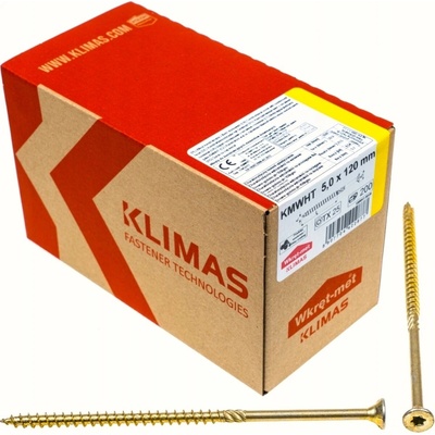 Konstrukční vrut 5x120 TX 25 zápustná hlava zinek žlutý (200 ks/bal) TORX