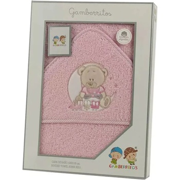 Gamberritos Бебешка хавлия Gamberritos - Мече, 100 х 100 cm, розова (109694)