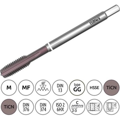 Narex Ždánice 041538228200000 - Závitník strojní M20 x 2,5mm typ 3042 kód 3080, lícování ISO 2 6HX