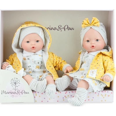 Marina & Pau dvojčátka Hermína a Hermánek ve žlutých kabátcích 40 cm