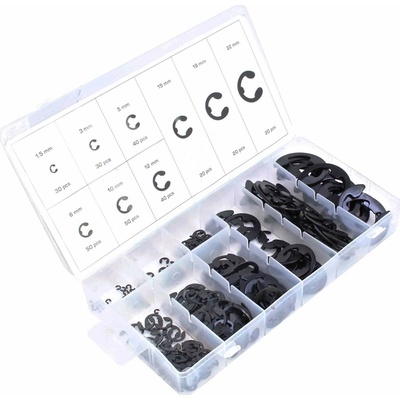 Pojistné kroužky na hřídele E-KLIP - vnější segrovky, 1.5 - 22 mm, sada 300 ks - ASTA – Zboží Mobilmania