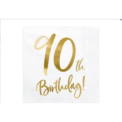PartyDeco Papírové ubrousky 90th Birthday 33x33cm 20ks