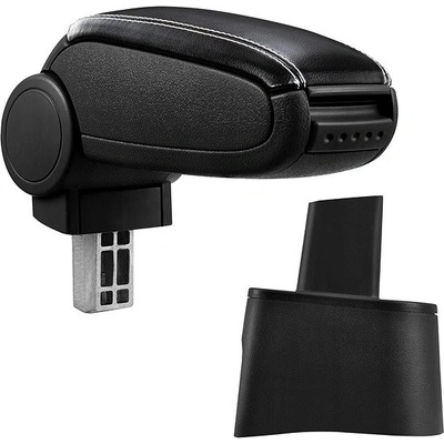 PROTEC – Lakťová opierka, Seat Ibiza 6L, syntetická koža, čierna, biele prešívanie 2002 - 2008