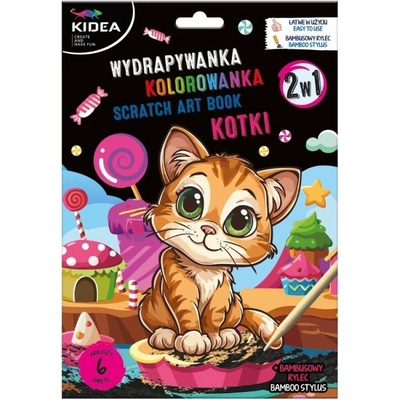 Škrabací obrázky Kidea Cats 6 listů s ilustrací