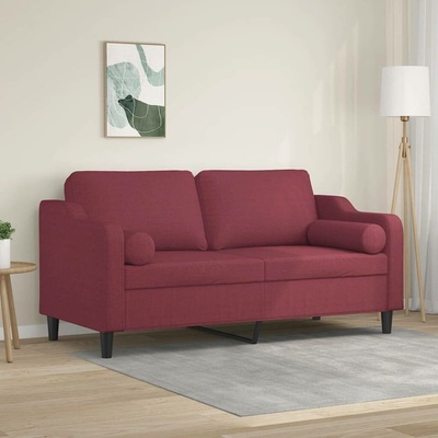 vidaXL 2místná pohovka s polštáři vínová 140 cm textil 11461.3200851