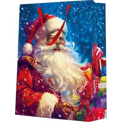 Dárková taška velká - Santa Claus with gift boxes 30x12x41 cm