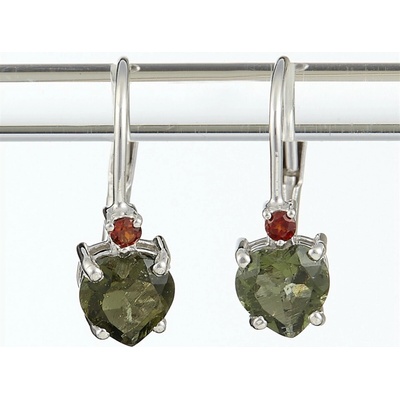 My Moldavite Náušnice s vltavínem – české granáty, broušený vltavín, stříbro 925, 150G-4