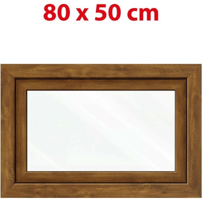 OKNA-HNED.SK Plastové okno (80 × 50 cm) sklopné zlatý dub/biele pre vedľajšie priestory Aplast 60