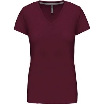 Kariban v-neck k381 / Дамска тениска с къс ръкав - винен m (20k38105402)
