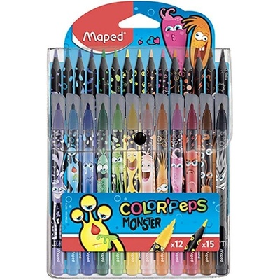 Maped Color'Peps Monster, 12 barev + 15 ks pastelek