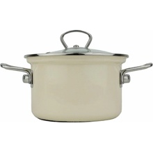 BELIS Smaltovaný hrnec se skleněnou poklicí 16 cm - 2 l - ECO CERAMIC krémový