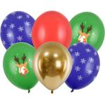 PartyDeco Комплект коледни латексови балони - Весела Коледа, микс, 6 бр