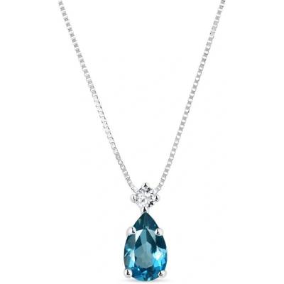 KLENOTA Prívesok z bieleho zlata s London blue topásom k0667132