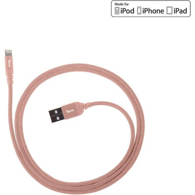 Torrii KeVable Lightning to USB (1 meter) - изключително здрав кевларен Lightning кабел за iPhone, iPad, iPod с Lightning (1 метър) (розово злато)