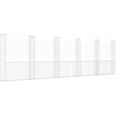 vidaXL Gabionový koš ve tvaru U se 6 sloupky železo 620 x 20 x 200 cm