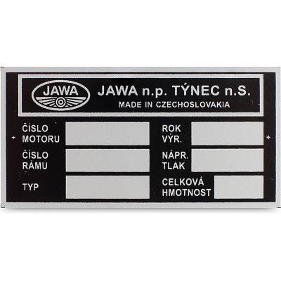 Štítek rámu Jawa 350 typ 634