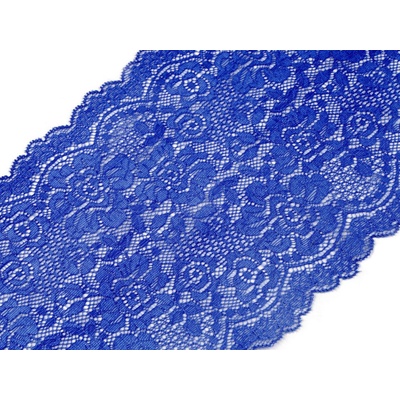 Elastická krajka / vsadka / běhoun šíře 18 cm Varianta: 5 modrá královská, Balení: 1 m – Zboží Dáma