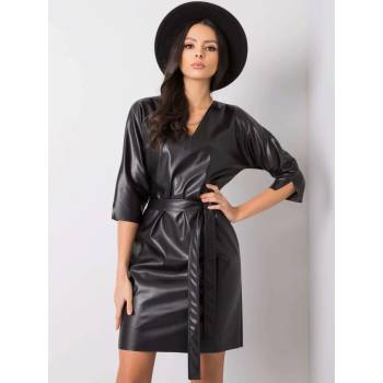 Lesklé šaty s vázáním LK-SK-508400.31-black černá