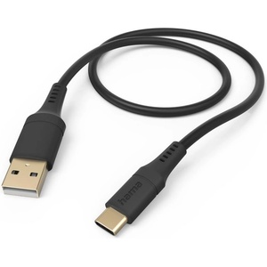 Hama Кабел за зареждане "Flexible", USB-A - USB-C, 1.5 м, силиконов, черен (HAMA-201570) - pcbuild