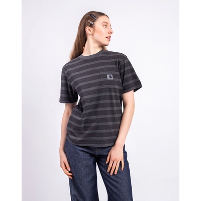 Carhartt WIP W' S/S Hanson Pocket T Shirt Hanson W Stripe Black garment dyed