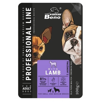 Super Benek SUPER BENO Възрастни кучета за малки и средни кучета с агнешко 100g