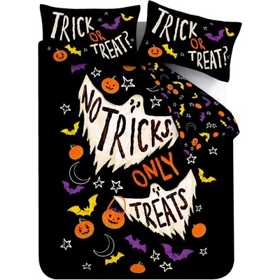 Catherine Lansfield Черно двойно спално бельо 200x200 cm Halloween Trick or Treat - Catherine Lansfield (BD/60467/W/DQS/BK)