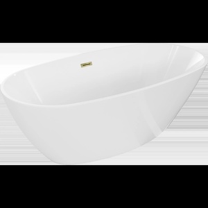 Mexen Eris свободностояща вана 180 x 80 см, бяла, преливник златен - 53441808000-50 (53441808000-50)