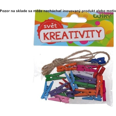 Dekoračný štipec drevený 4cm 25ks farebný 23698