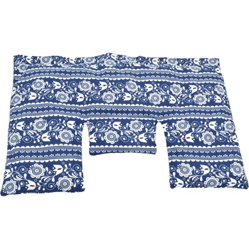 TORF Възглавница за врата с костилки от череши, синьо-бял фолклорен дизайн, 40 x 25 см