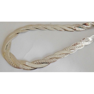 Klenoty Budín Stříbrný pletený masivní náramek rhodiovaný 20cm 6,14gr 0304256