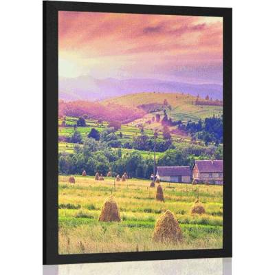 Plakát stohy sena v karpatských horách - 20x30 silver
