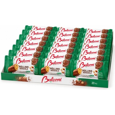 Balconi Rollino Nocciola čokoládové rolky s lískooříškovou náplní 6 ks, 20 x 222 g