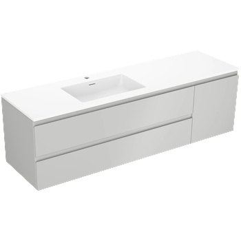 Mexen Orio баня шкаф 160 см с лява мивка Otis, 2S, 1D, сив мат/бял мат - 91A13-16047-3-BBFFF62-W18L01 (91A13-16047-3-BBFFF62-W18L01)