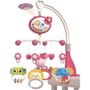 Raya Toys Музикална въртележка за кошара с прожектор Raya Toys - розова (503123009)