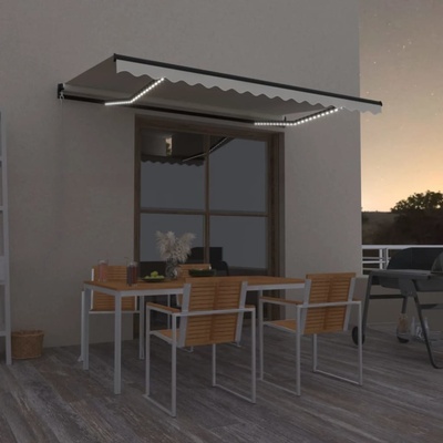 VidaXL Ručně zatahovací markýza s LED světlem 400 x 350 cm krémová